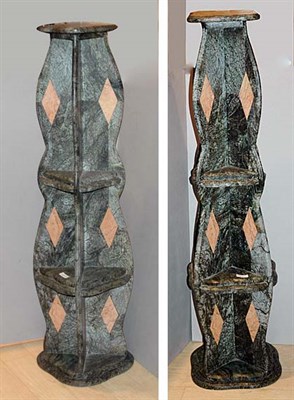 Lot 4161 - Pair of Geometric Decorated Marble Pedestals...