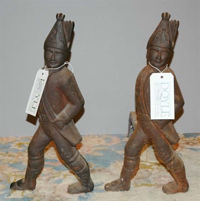 Lot 1169 - Pair of Cast Iron Andirons In the form of...