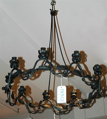 Lot 536 - Wrought Iron Nine-Light Chandelier