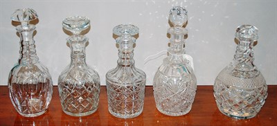 Lot 1191 - Group of Eight Clear Glass Stoppered Decanters...