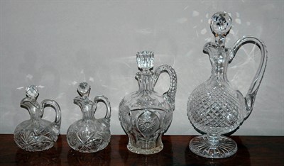 Lot 1148 - Miscellaneous Group of Six Cut Glass Ewers...