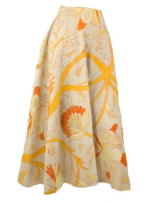 Lot 1 - Crewelwork Linen Skirt The fabric possibly...
