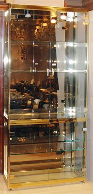 Lot 1222 - Brass and Glass Display Cabinet Height 6 feet...