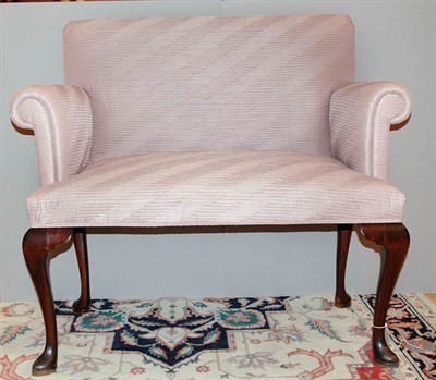 Lot 1121 - Queen Anne Style Upholstered Walnut Bench...
