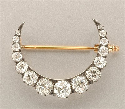 Lot 1426 - Antique Diamond Crescent Pin