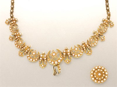 Lot 1302 - Antique Gold and Split Pearl Necklace with Loose Pendant
