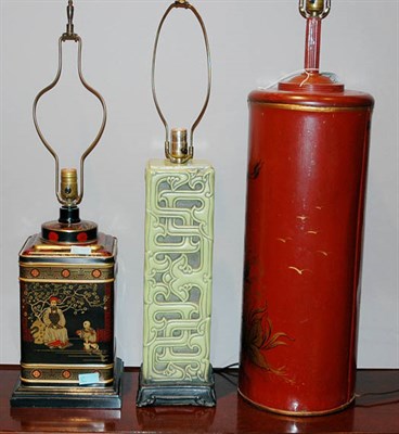 Lot 1122 - Three Asian Style Lamps Height of tallest 42...