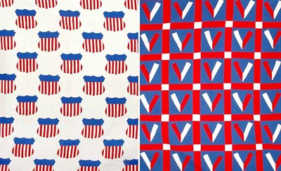 Lot 346 - Two Patriotic Theme Cotton Quilts American,...