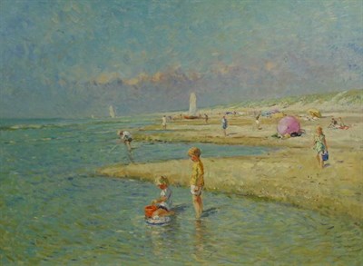 Lot 4040 - Niek van der Plas Dutch, b.1954 BEACH SCENE,...