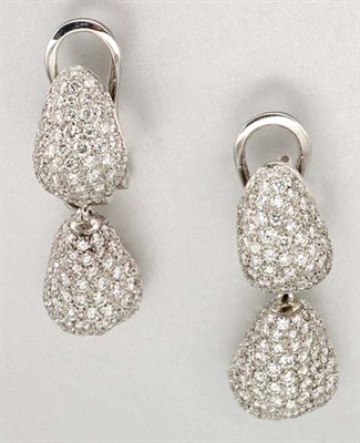 Lot 1450 - Pair of Diamond Pendant Earclips