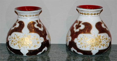 Lot 1219 - Pair of Gilt Decorated Cranberry and White...