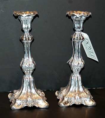 Lot 1257 - Pair of Silver Plated Candlesticks Fitted for...