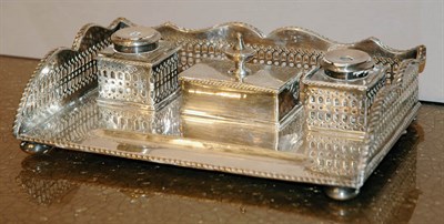 Lot 1259 - English Silver Plated Inkstand