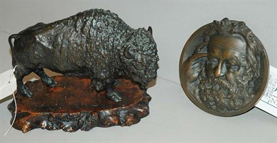 Lot 428 - Japanese Patinated-Bronze Figure of a Buffalo;...