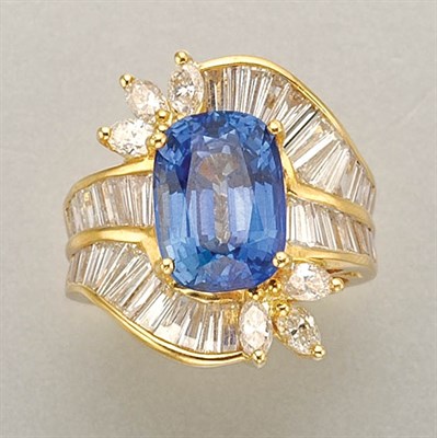 Lot 1325 - Sapphire and Diamond Ring