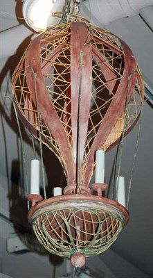 Lot 4304 - Hot Air Balloon Shaped Four-Light Tole Chandelier