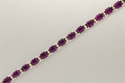 Lot 1358 - Amethyst and Diamond Bracelet