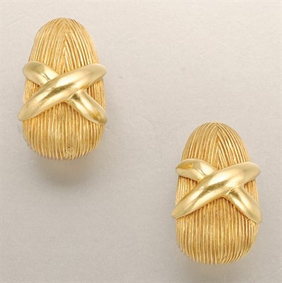 Lot 1332 - Pair of Gold Earclips