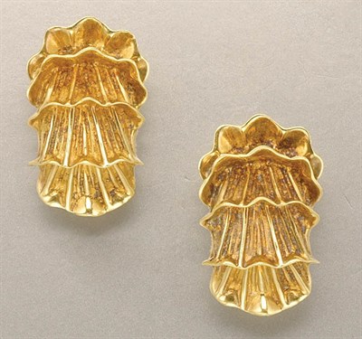 Lot 1345 - Pair of Gold Earclips