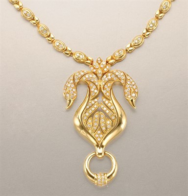 Lot 1338 - Gold and Diamond Pendant Necklace
