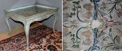 Lot 4130 - Painted Coffee Table with Needlework Panel The...