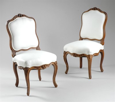 Lot 474 - Pair of Louis XV Beechwood Side Chairs Nogaret...