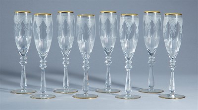 Lot 3456 - Set of Eight Baccarat Gilt Decorated Etched...