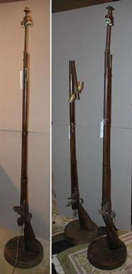Lot 3185 - Three Muskets Mounted as Two-Light Floor Lamps