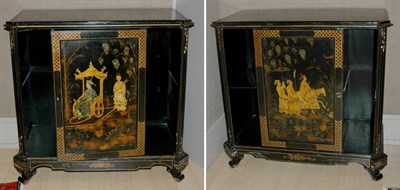 Lot 3432 - Pair of Chinoiserie Decorated Black Lacquered...