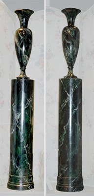 Lot 3629 - Pair of Art Deco Style Faux Marble Painted Urn-...