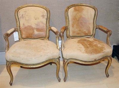 Lot 392 - Set of Six Louis XV Gilt-Wood Fauteuils a la...