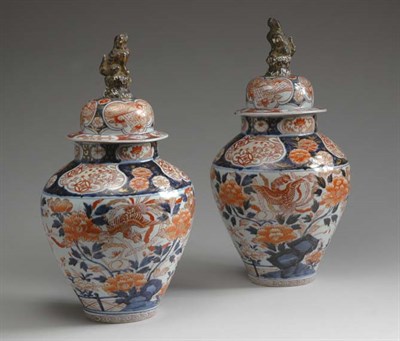 Lot 1024 - Pair of Japanese Imari Covered Vases 18th...