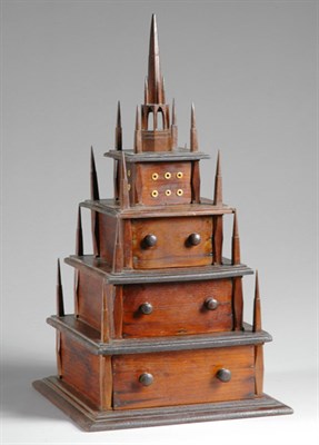 Lot 2154 - Stained Pine Gothic Style Sewing Whimsy 19th...