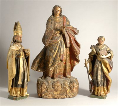 Lot 334 - Group of Three Polychrome and Gilt Decorated...