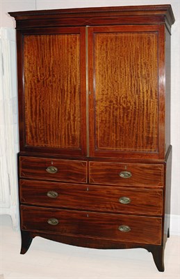 Lot 3610 - Georgian Style Inlaid Mahogany Linen Press...