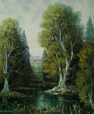 Lot 50 - Ludwig Sohler German, b.1907 RIVER BANK SCENE...