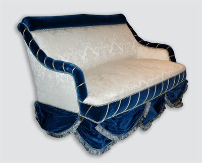 Lot 4404 - Damask Upholstered Settee Length 55 inches.