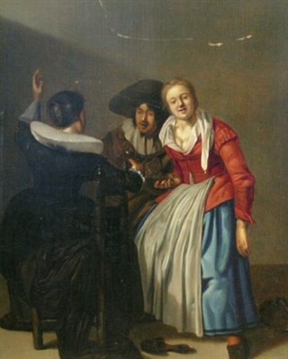Lot 54 - Manner of Judith Leyster TAVERN SCENE Oil on...