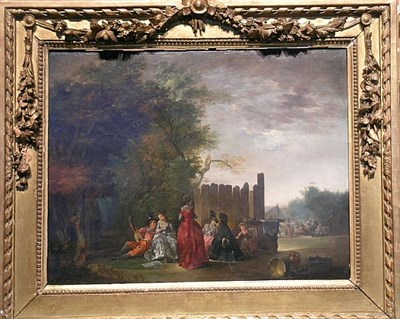 Lot 24 - French School 18th Century OUTDOOR FETE Oil on...