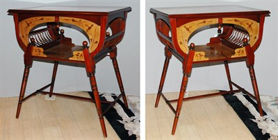 Lot 4403 - Pair of Art Nouveau Style Marquetry Inlaid...