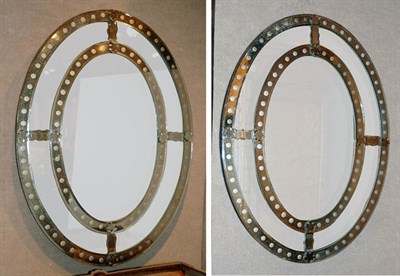 Lot 4460 - Pair of Mirror Framed Oval Mirrors Height 32...