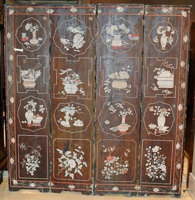 Lot 4124A - Asian Carved Hardwood Four-Panel Screen Height...
