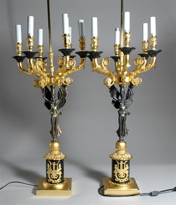 Lot 4453 - Pair of Empire Style Gilt and Patinated-Metal...