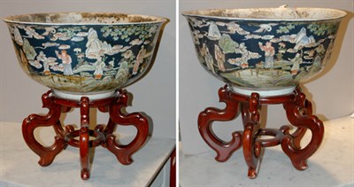 Lot 3622 - Pair of Chinese Porcelain Jardinieres on...