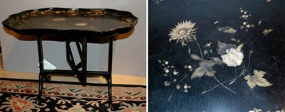 Lot 4118 - Victorian Style Lacquered Tray Table on Stand...