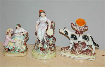 Lot 4371 - Group of Nine Staffordshire Pottery Figures...