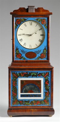 Lot 2254 - Mahogany and Eglomise Shelf Clock The shaped...