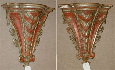 Lot 306 - Pair of Continental Baroque Style Red Painted...