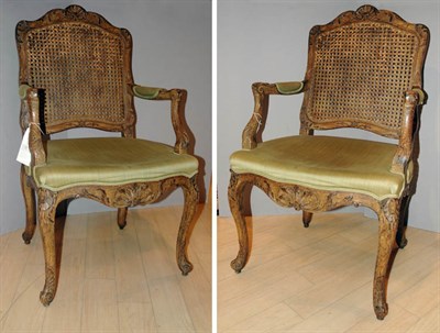 Lot 4333 - Pair of Regence Style Fruitwood Fauteuils