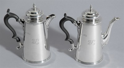 Lot 3364 - Pair of English Silver Individual Coffee Pots...
